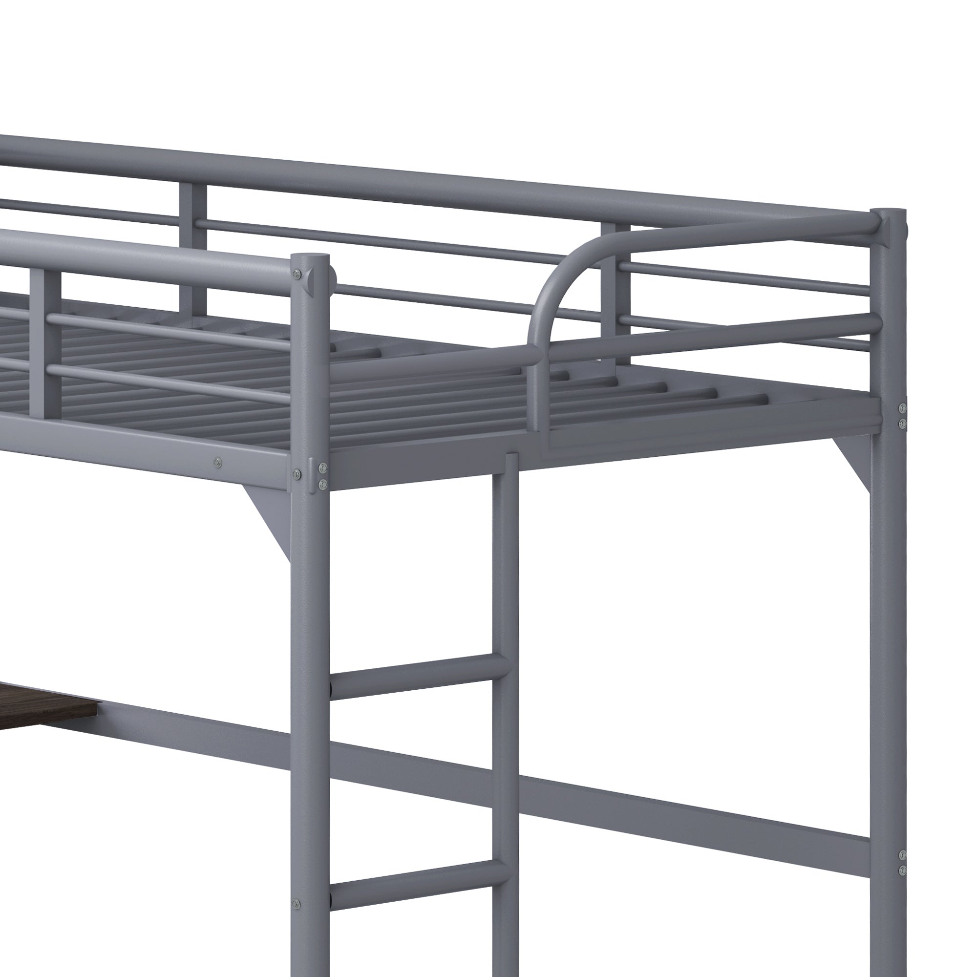 Royard Oaktree Twin Metal Loft Bed with Desk Modern Loft Bed Frame with Ladder and Guardrails, No Box Spring Needed