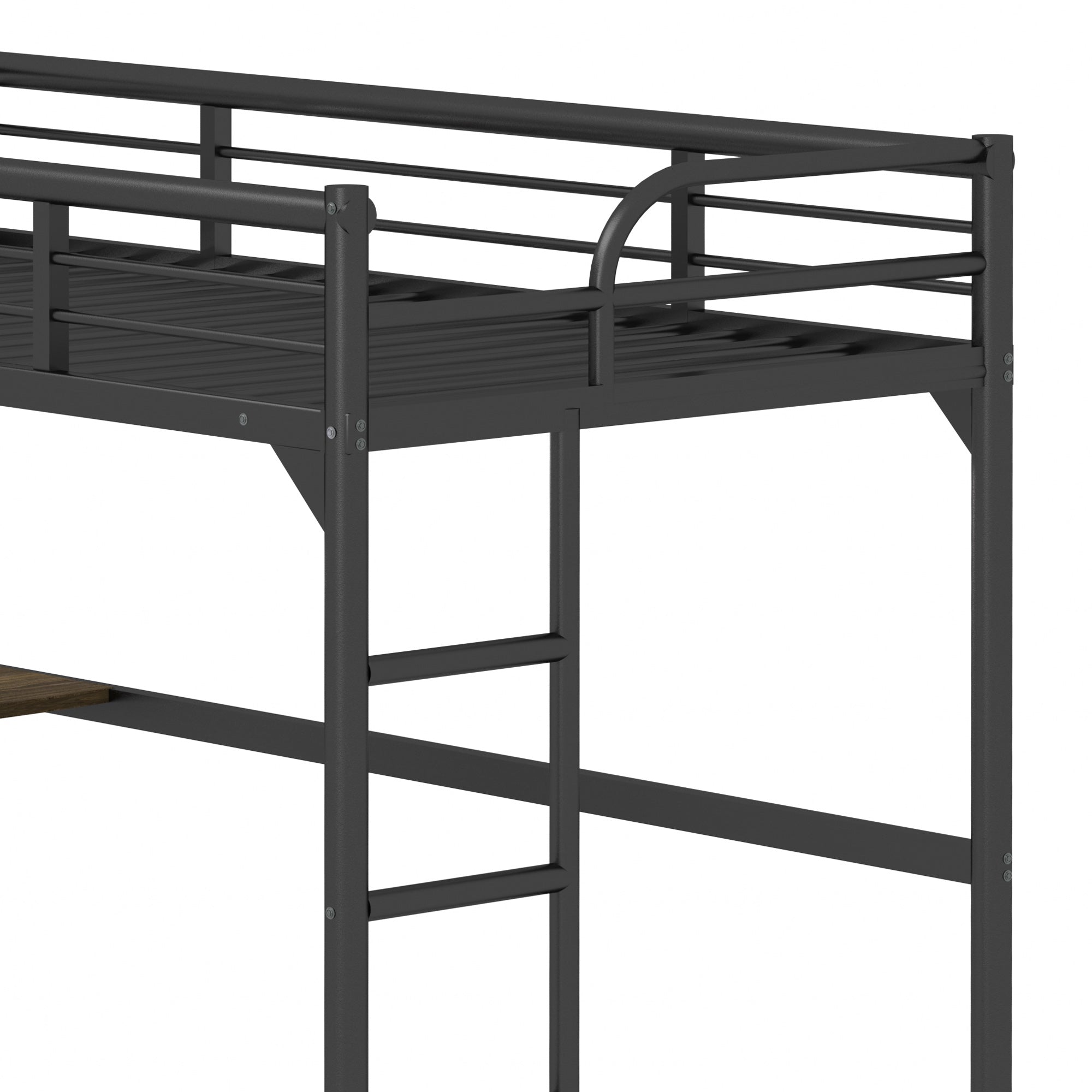 Royard Oaktree Twin Metal Loft Bed with Desk Modern Loft Bed Frame with Ladder and Guardrails, No Box Spring Needed