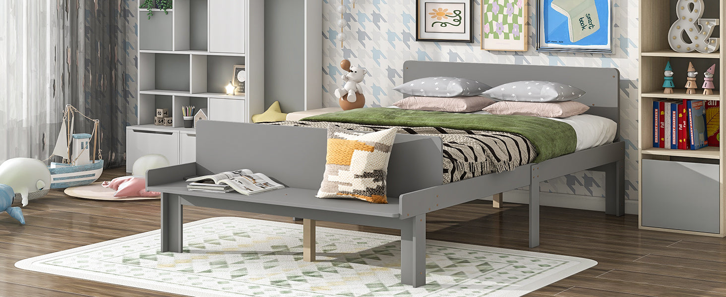 Royard Oaktree Wood Platform Bed Frame with Headboard and Footboard Bench, No Box Spring Needed