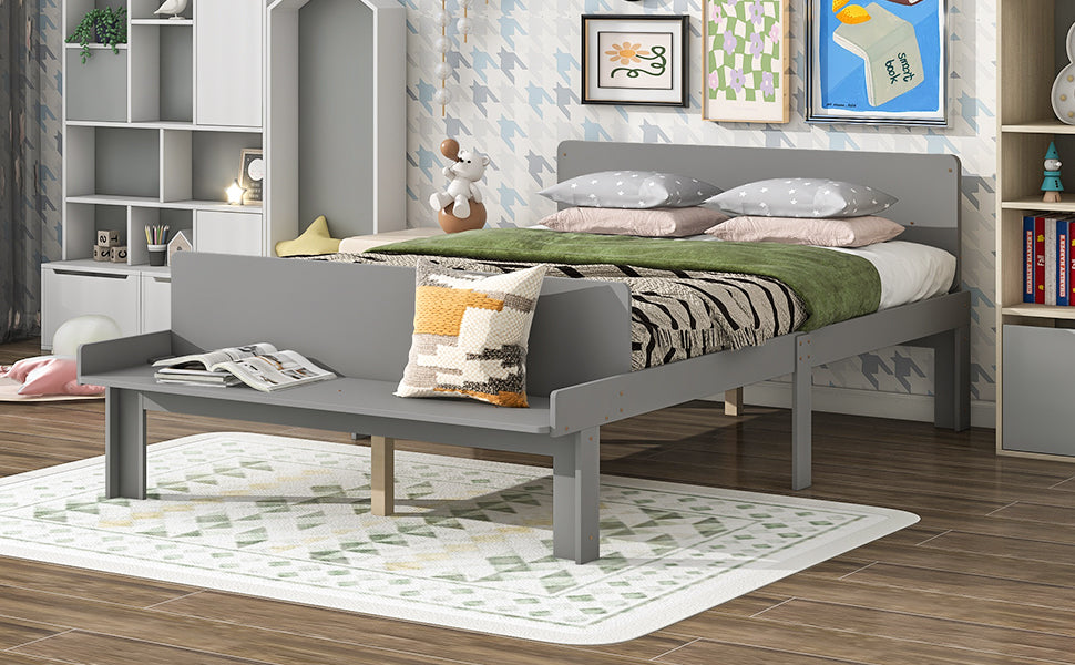 Royard Oaktree Wood Platform Bed Frame with Headboard and Footboard Bench, No Box Spring Needed