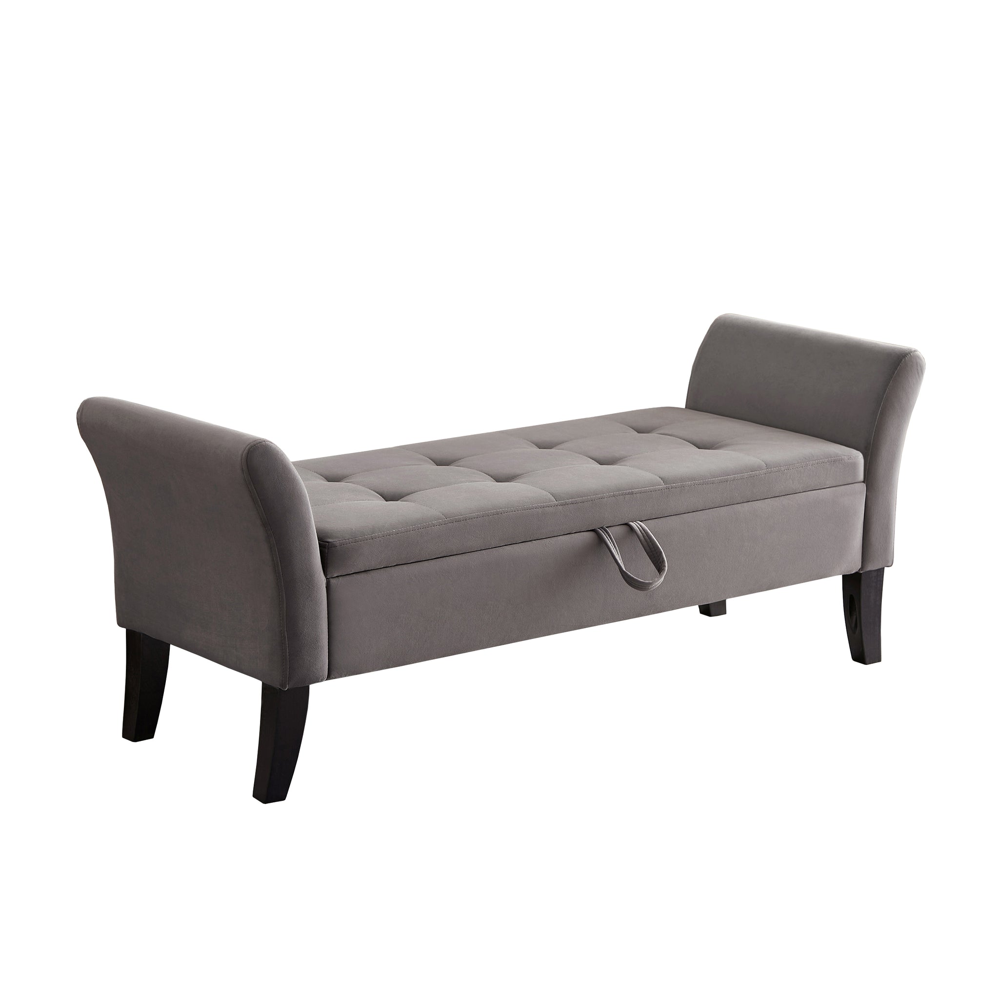 Royard Oaktree 52" Storage Bench Upholstered Ottoman Bench with Arms Velvet Button-Tufted End of Bed Bench Entryway Bench for Bedroom, Living Room, Hallway