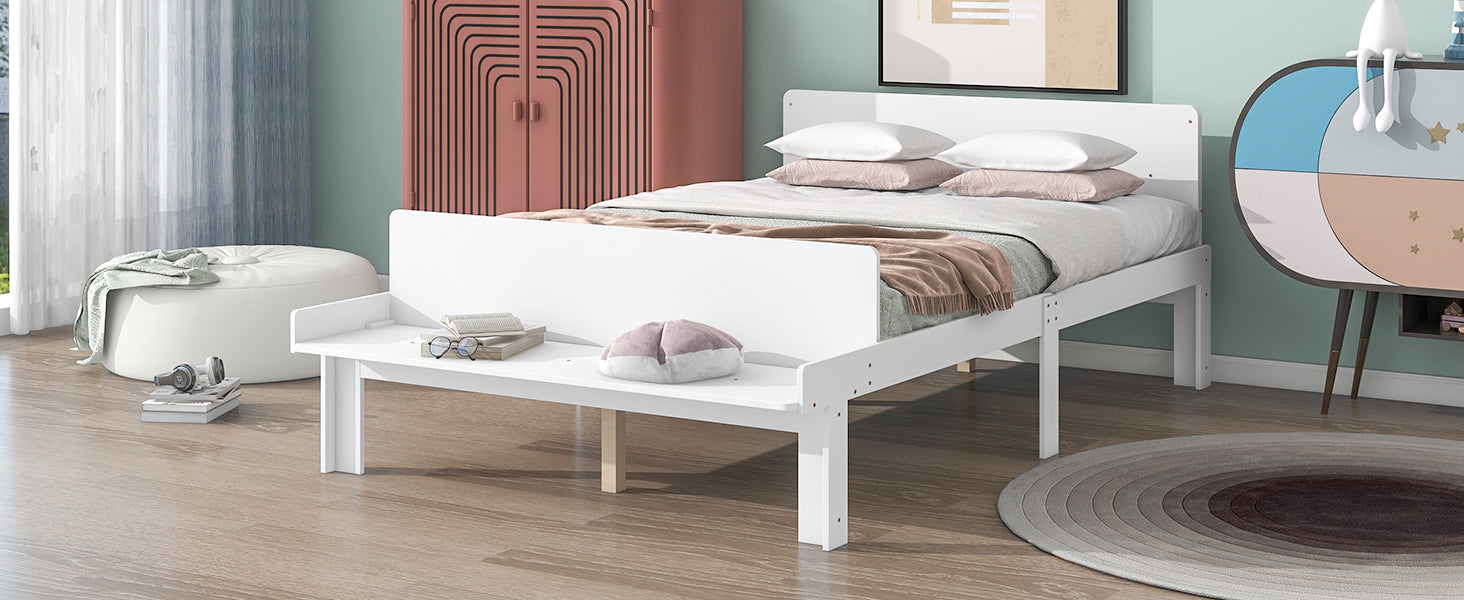 Royard Oaktree Wood Platform Bed Frame with Headboard and Footboard Bench, No Box Spring Needed