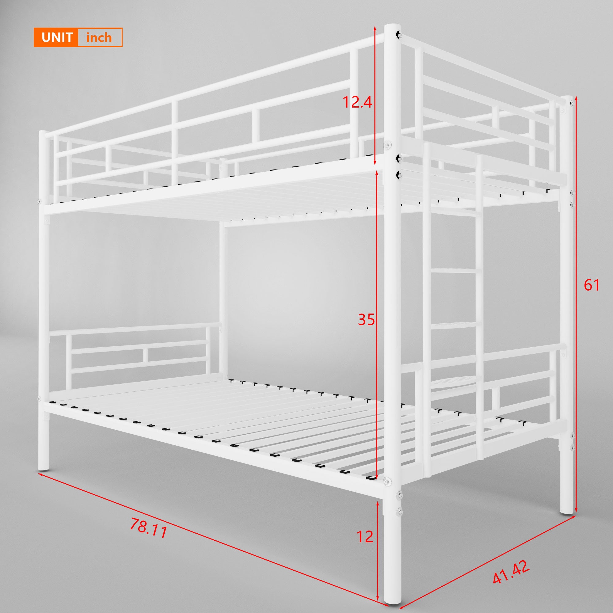 Royard Oaktree Twin over Twin Metal Bunk Bed with Convertible Ladder, Comfortable Rungs, Easy to assemble