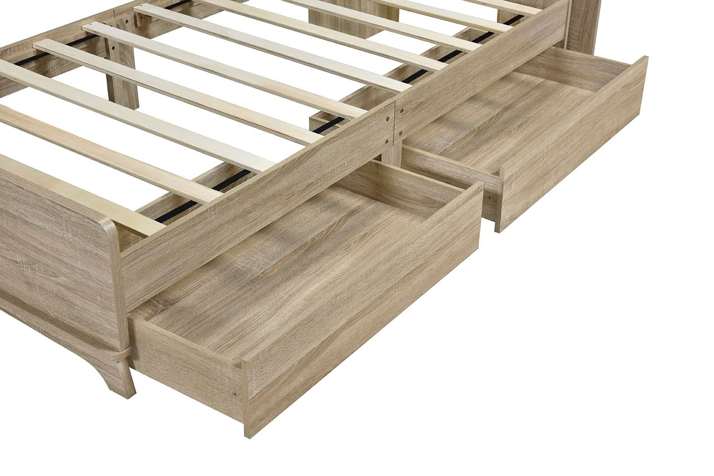 Royard Oaktree Twin Size Wood Platform Bed with Storage Headboard and LED Light, Multi-functional Bed Frame with Shelves, Rustic Storage Captain's Bed with Slat Support