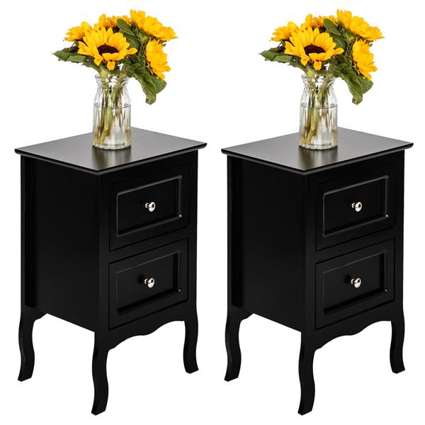 Royard Oaktree Nightstand Set of 2 Wooden Side Table with 2 Drawers Farmhouse Bedside Table with Storage for Bedroom Living Room