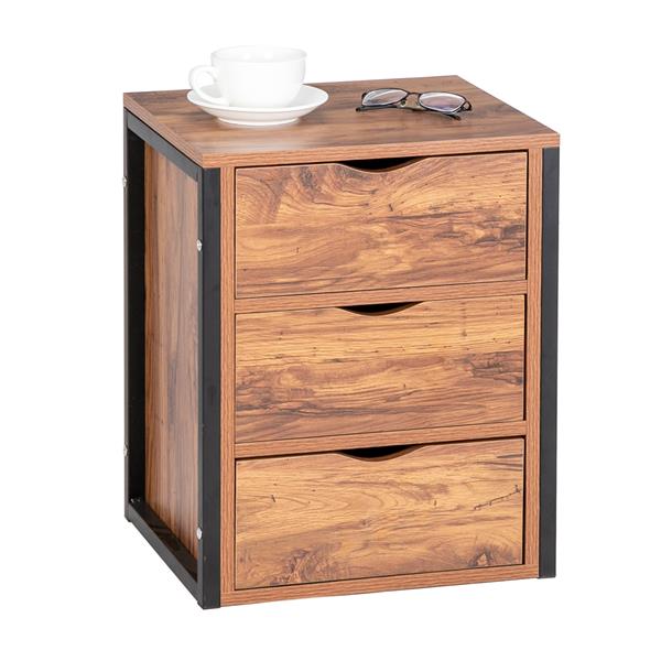 Royard Oaktree Nightstand with Drawer and Metal Frame Wooden Side End Table Modern Night Stand Bedside Table with Storage Shelf for Bedroom Living Room