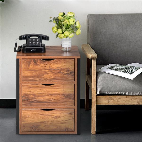 Royard Oaktree Nightstand with Drawer and Metal Frame Wooden Side End Table Modern Night Stand Bedside Table with Storage Shelf for Bedroom Living Room