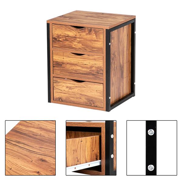 Royard Oaktree Nightstand with Drawer and Metal Frame Wooden Side End Table Modern Night Stand Bedside Table with Storage Shelf for Bedroom Living Room