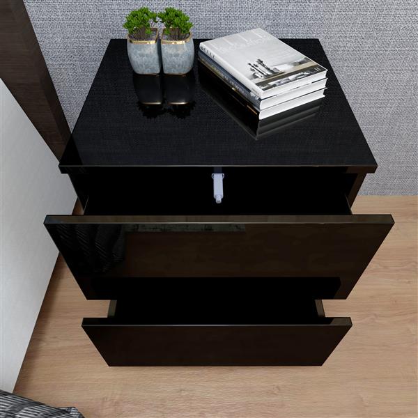 Royard Oaktree LED Nightstand with 2 Drawers Modern Bedside Table Night Stand for Bedroom Furniture Wooden End Side Table with LED Light