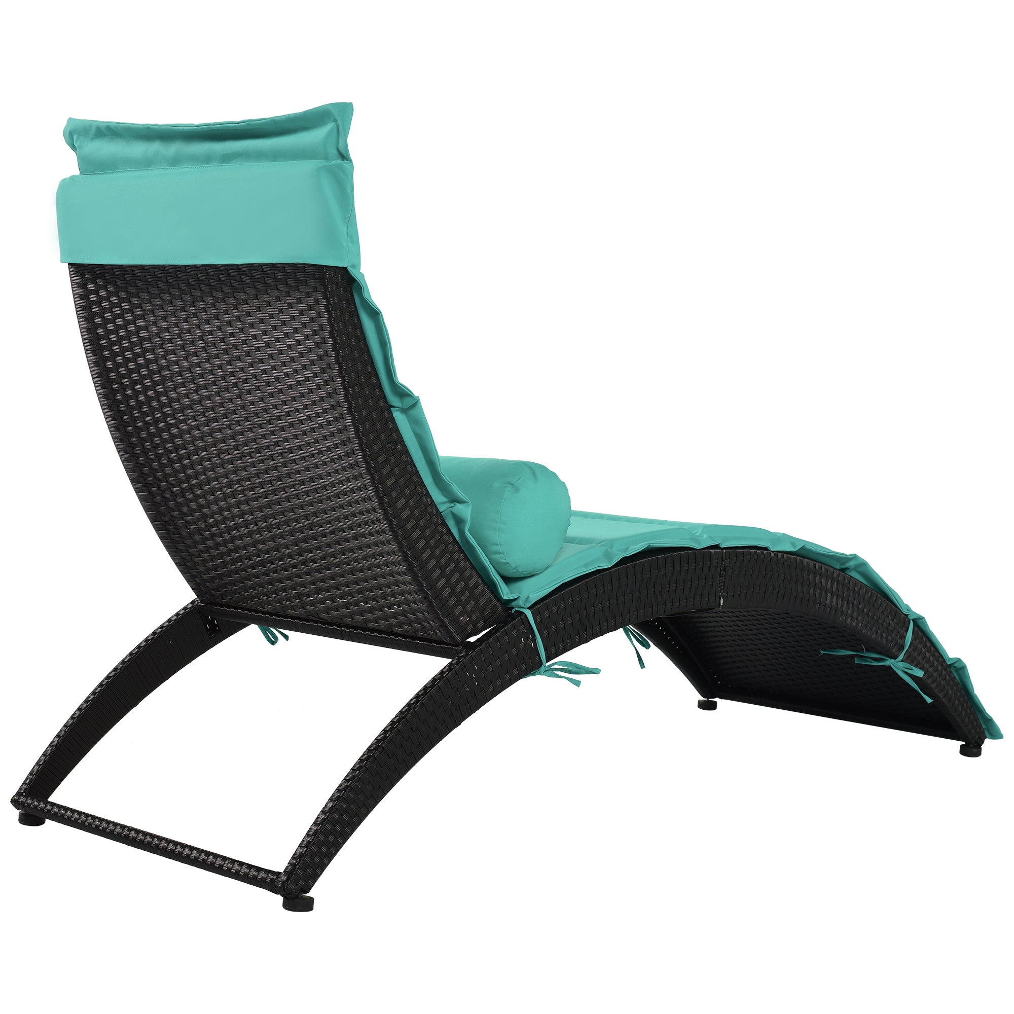 Royard Oaktree Patio Wicker Chaise Lounge Set of 2 Rattan Foldable Lounge Chair with Removable Cushion and Pillow Outdoor Sunbathing Reclining Chair for Poolside Beach Deck