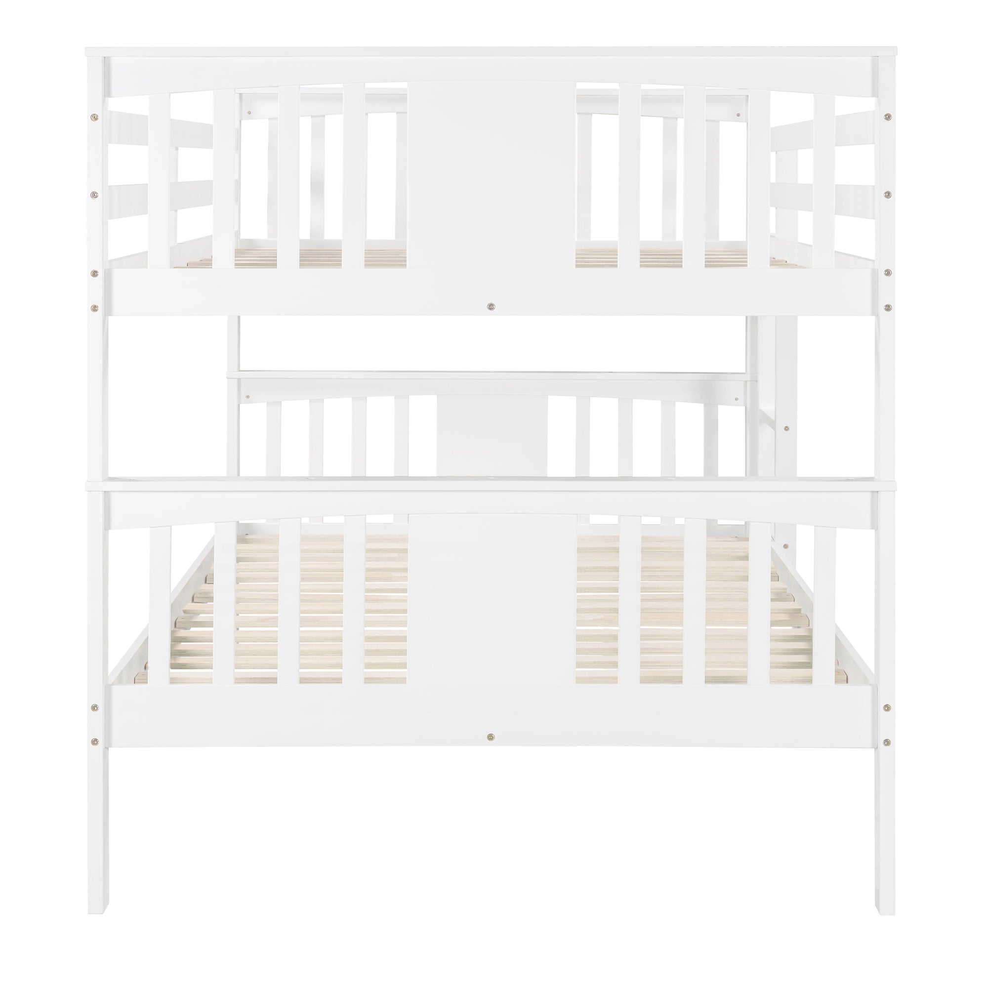 Royard Oaktree Full over Full Bunk Bed with Ladder and Guardrails Wood Bunk Bed Frame with Headboard and Footboard, Wood Slats, No Box Spring Needed