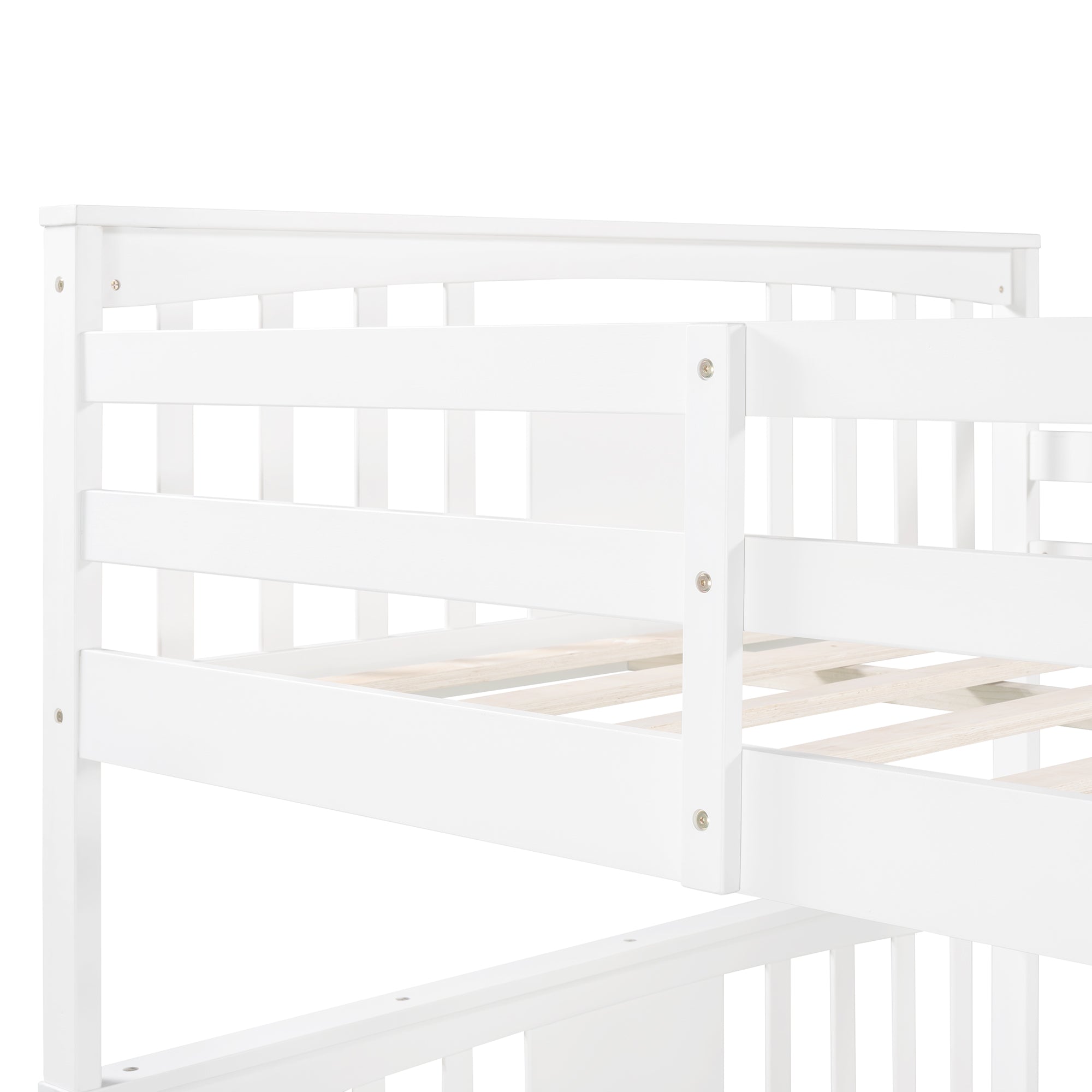 Royard Oaktree Full over Full Bunk Bed with Ladder and Guardrails Wood Bunk Bed Frame with Headboard and Footboard, Wood Slats, No Box Spring Needed