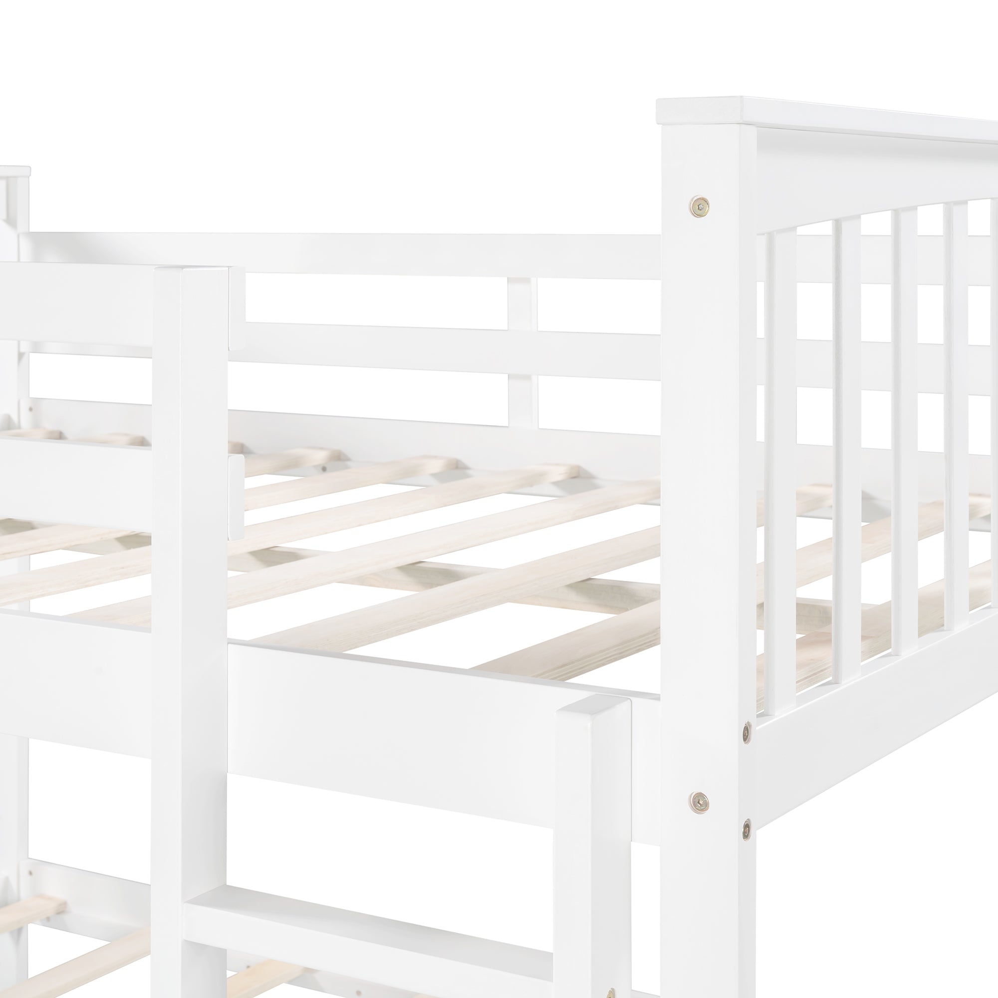 Royard Oaktree Full over Full Bunk Bed with Ladder and Guardrails Wood Bunk Bed Frame with Headboard and Footboard, Wood Slats, No Box Spring Needed