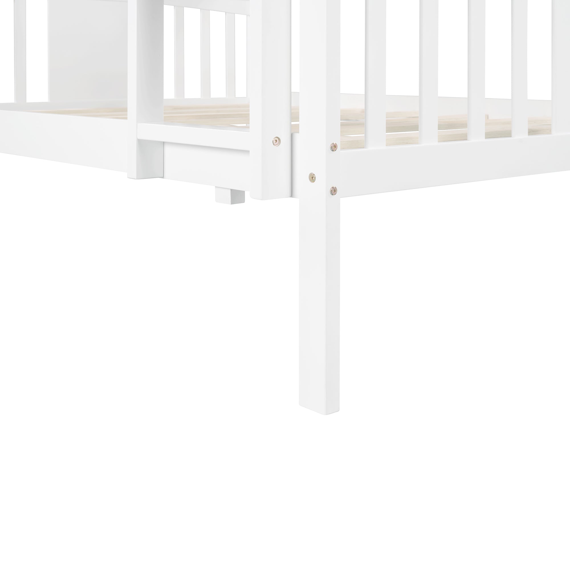 Royard Oaktree Full over Full Bunk Bed with Ladder and Guardrails Wood Bunk Bed Frame with Headboard and Footboard, Wood Slats, No Box Spring Needed