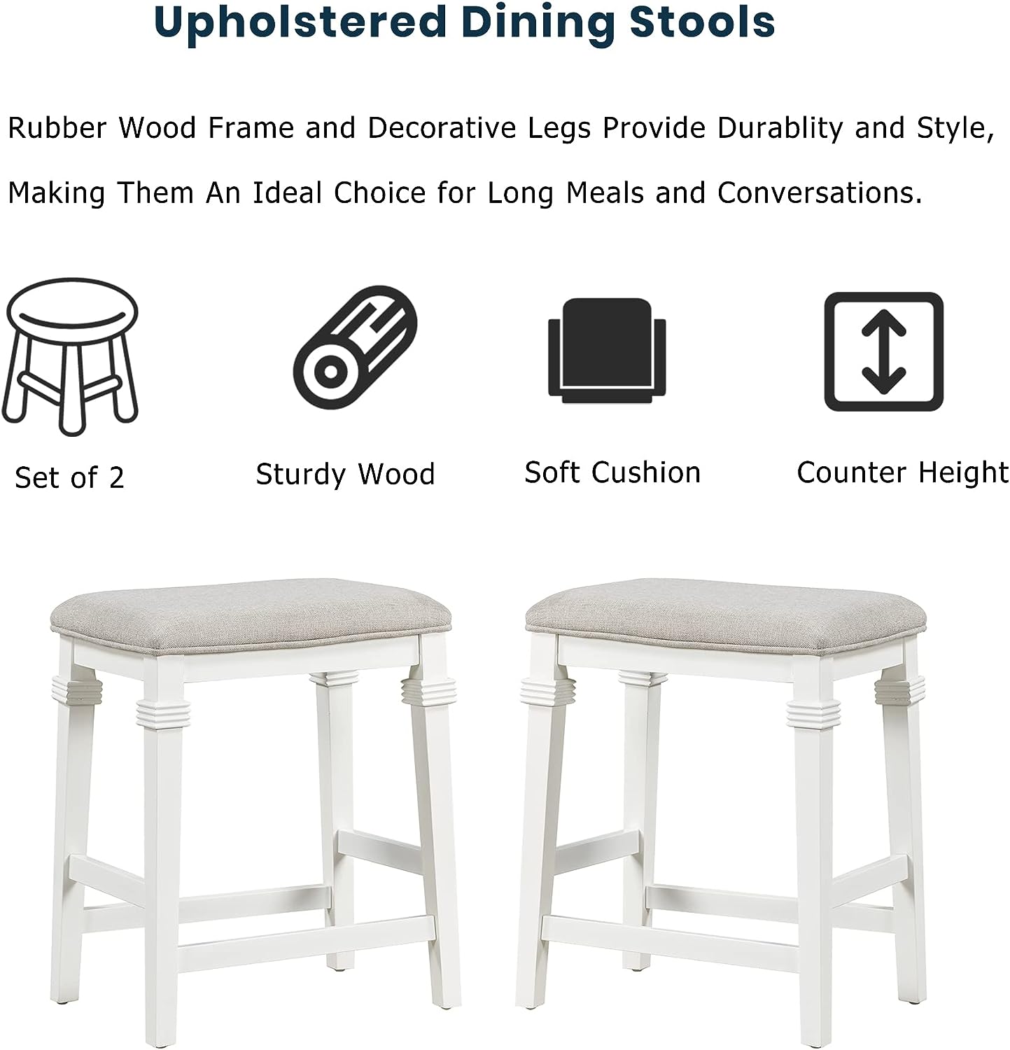 Royard Oaktree Kitchen Island Set Farmhouse 3-Piece 45 Stationary Kitchen Island with 2 Seatings, Butcher Block Dining Table Set Bar Table Set for Kitchen Dining Room