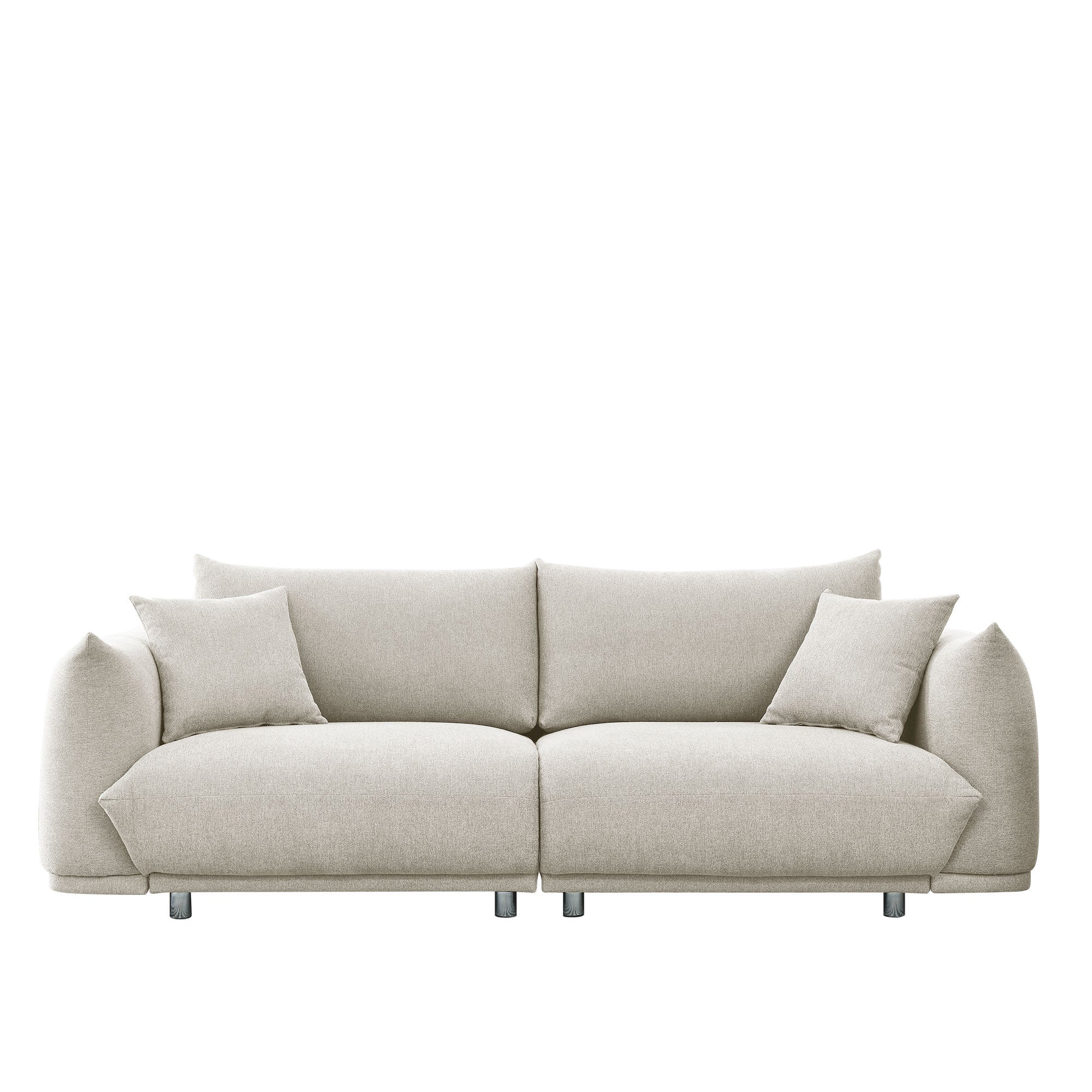 Royard Oaktree Sofa Couch Modern 90 Couch with Solid Wood Frame and Stable Metal Legs Upholstered Loveseat Boucle Sofa with 2 Pillows Comfy Couch for Living Room Apartment