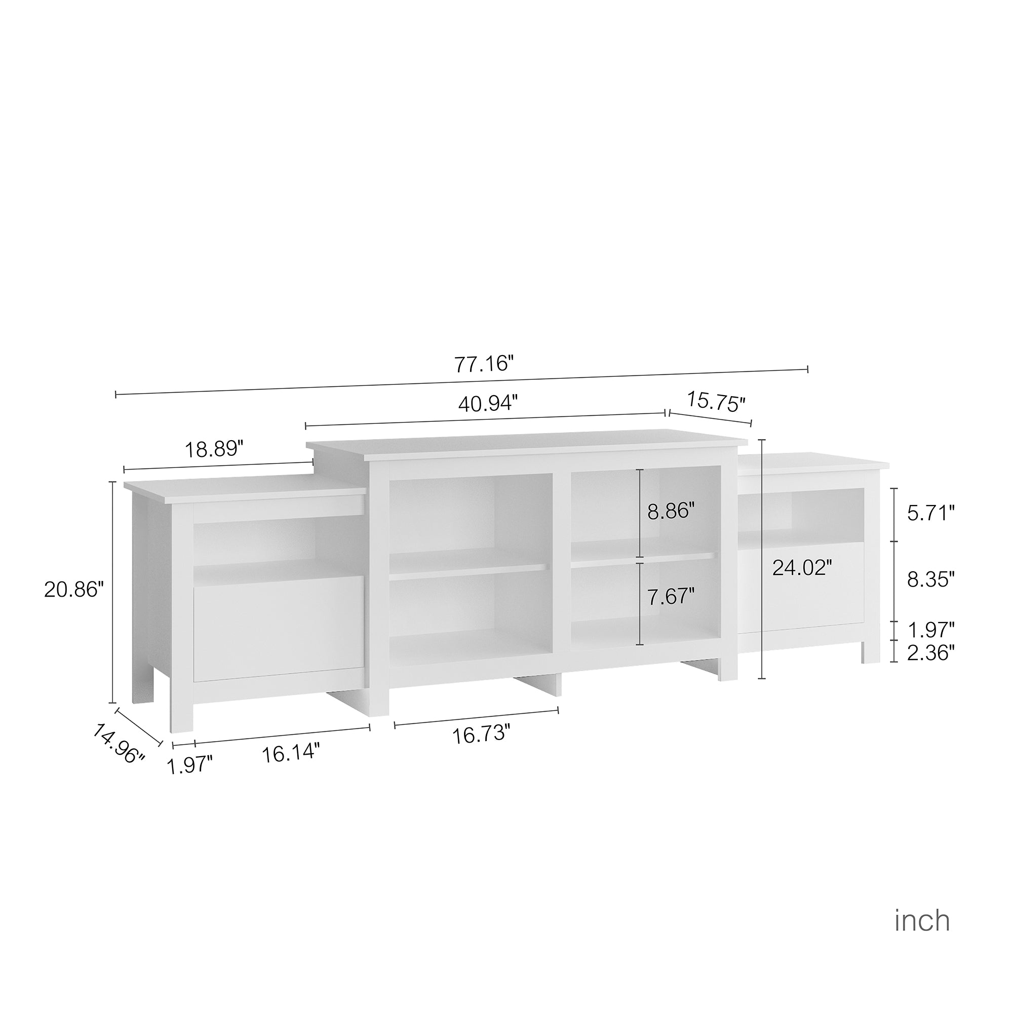 Royard Oaktree TV Stand with LED Lights for TVs Up to 75 Wood Entertainment Center with 2 Drawers and 8 Storage Shelves Modern TV Cabinet Media Console for Living Room Bedroom