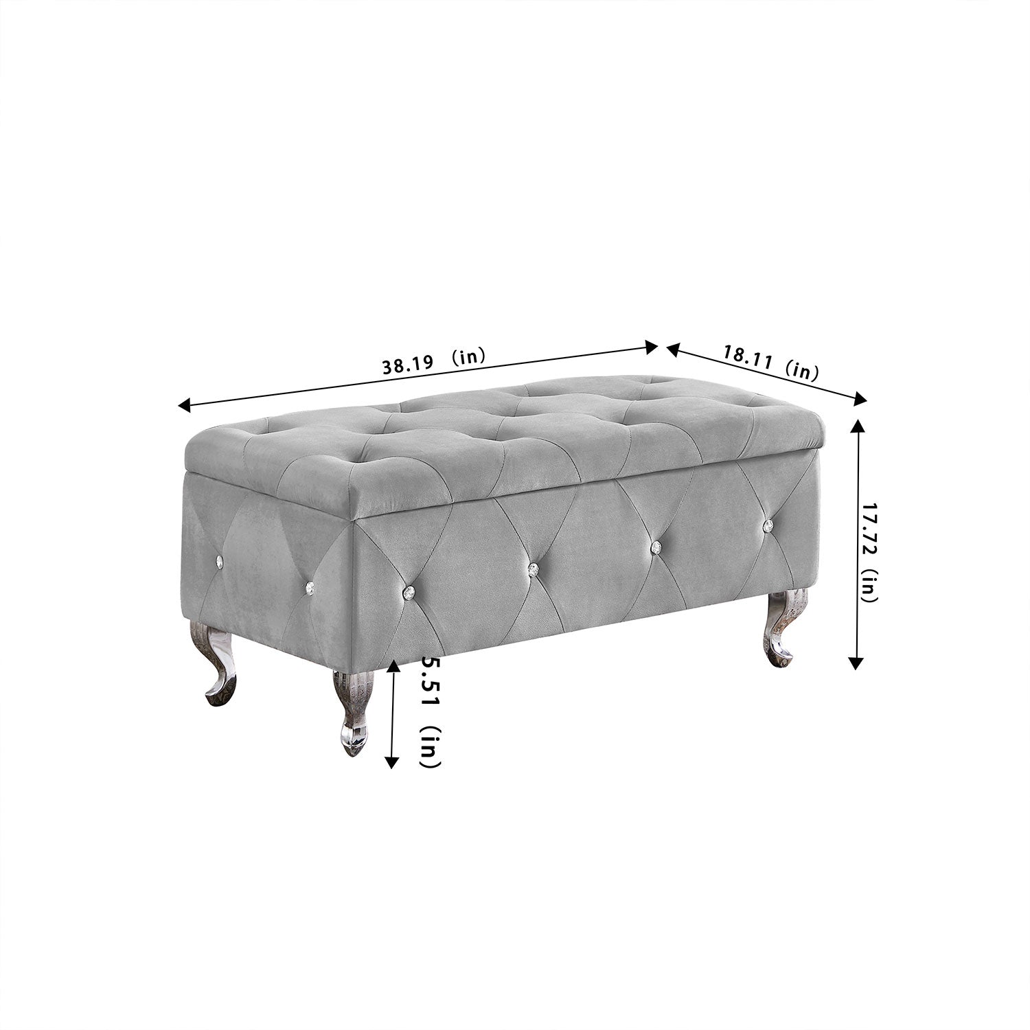 Royard Oaktree Storage Bench Upholstered Ottoman Bench with Hidden Storage Button-Tufted Entryway Bench Seat with Metal Legs Bed End Stool for Bedroom, Living Room, Hallway