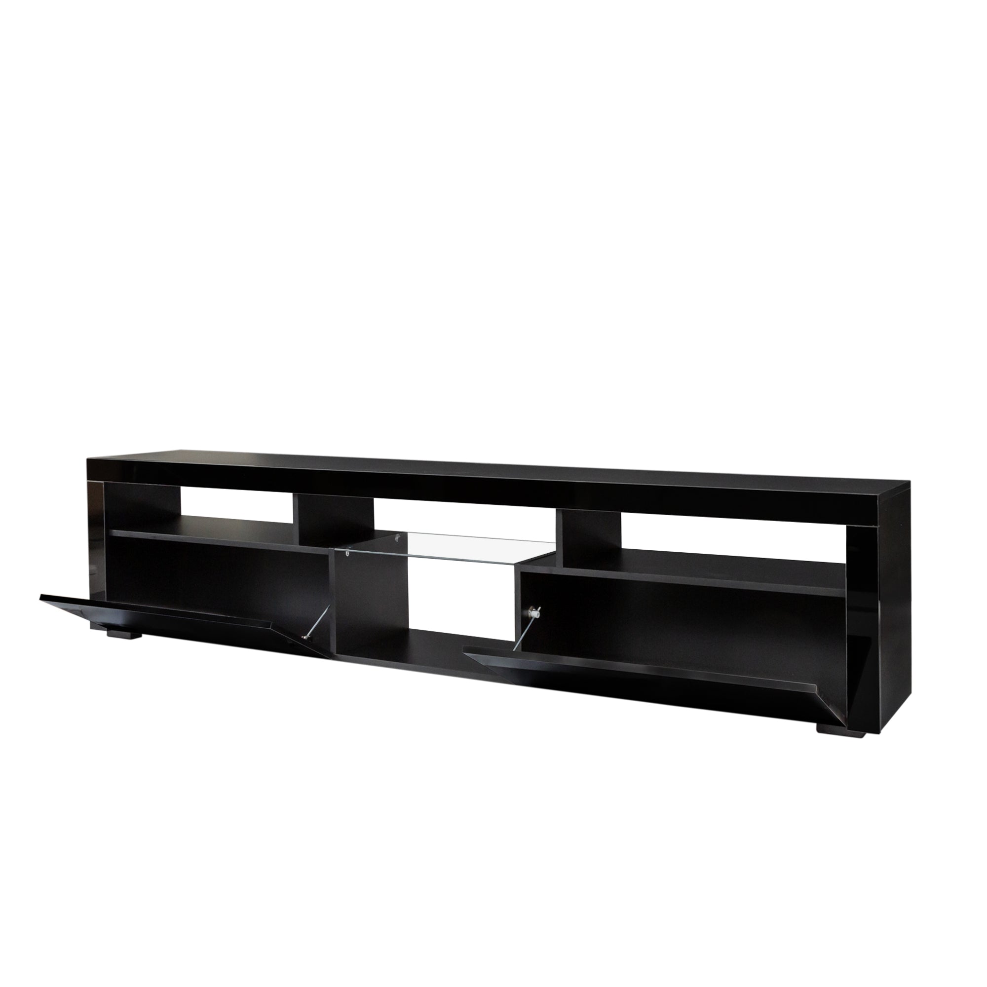 Royard Oaktree Floating TV Stand with LED Light Wall Mounted TV Stand for TVs Up to 75 Modern Entertainment Center with 2 Storage Cabinet & Open Shelves Wood Media Console for Living Room