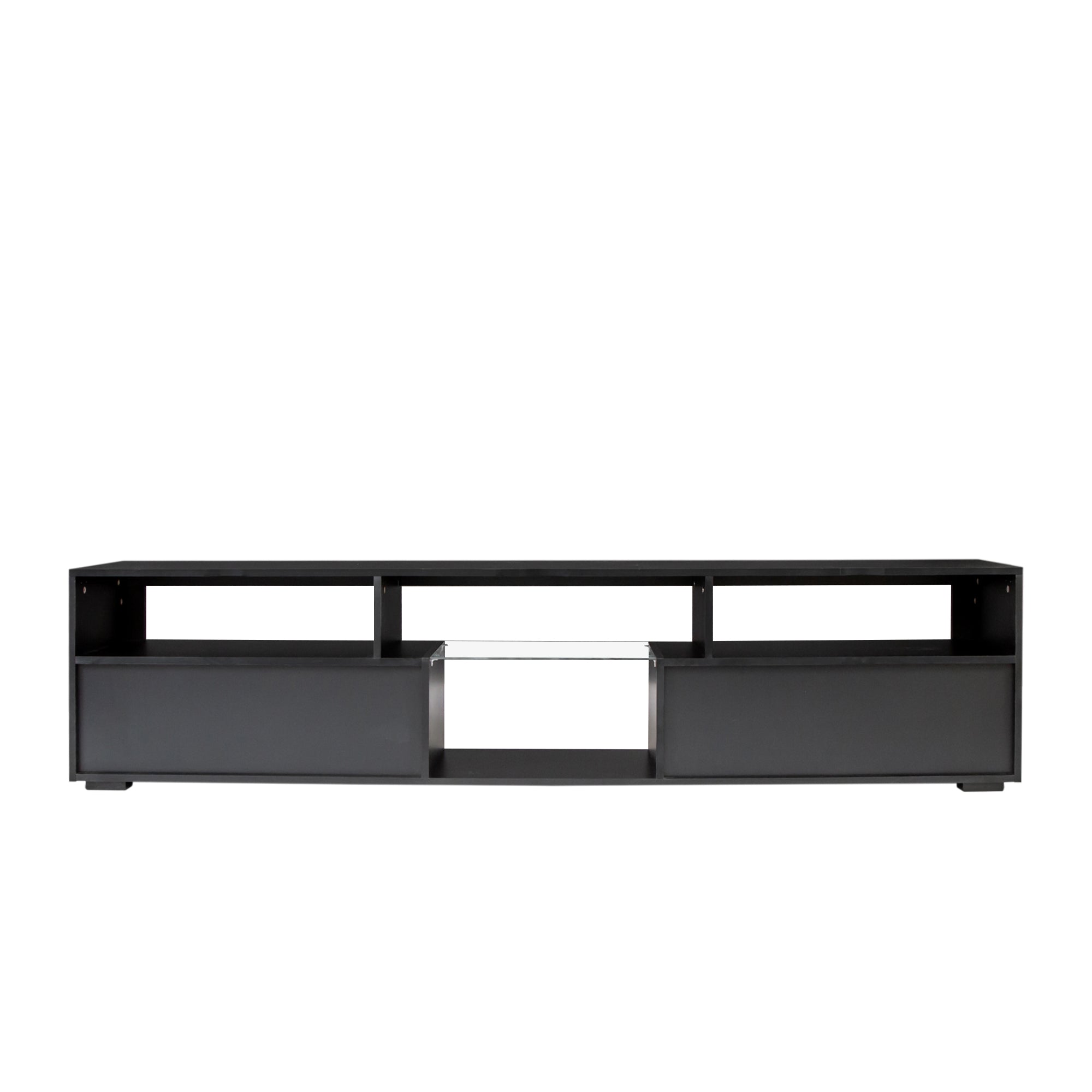 Royard Oaktree Floating TV Stand with LED Light Wall Mounted TV Stand for TVs Up to 75 Modern Entertainment Center with 2 Storage Cabinet & Open Shelves Wood Media Console for Living Room