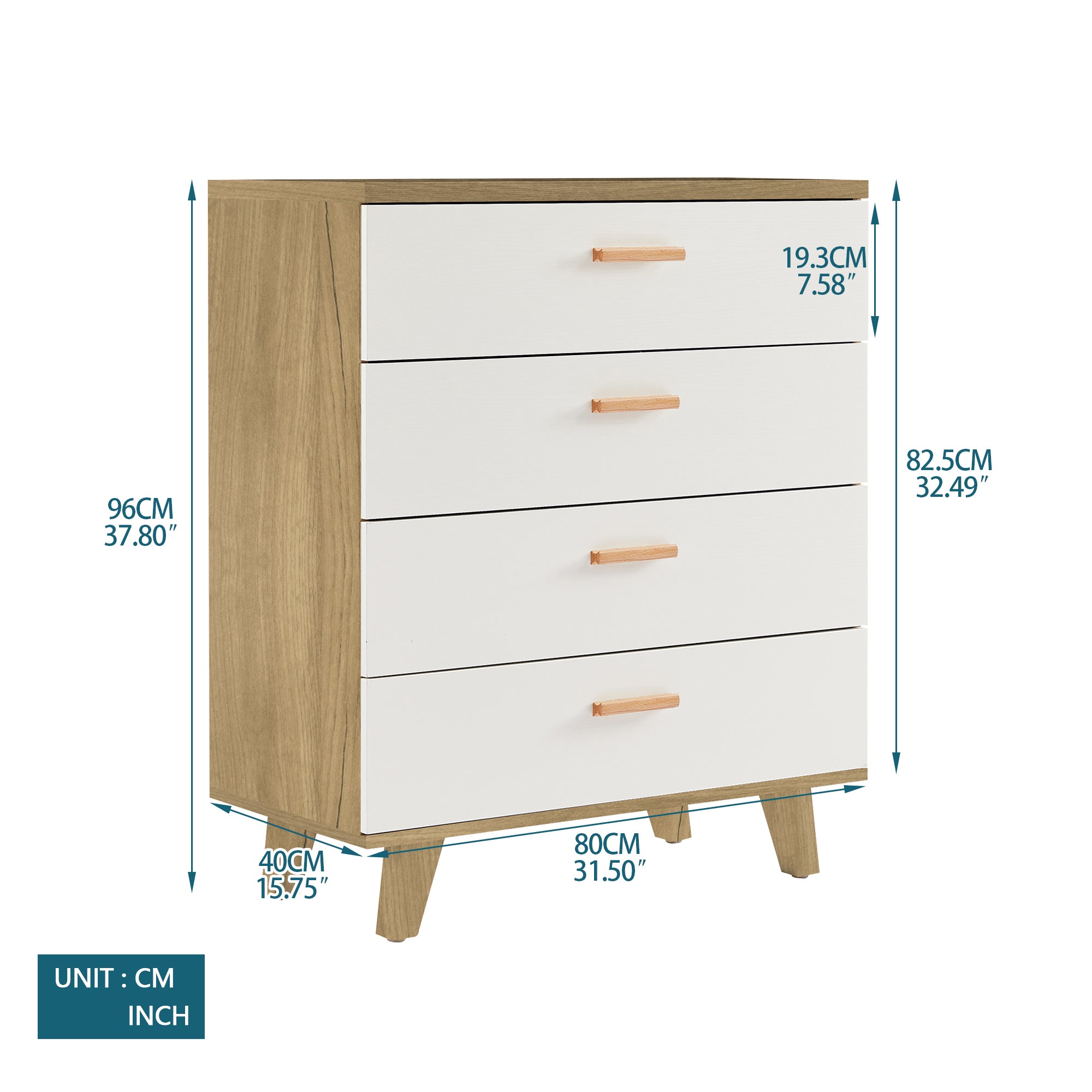 Royard Oaktree Drawer Dresser Modern Dresser with Wide Drawer Wooden Dressers & Chests of Drawers White Storage Cabinet for Bedroom,Living Room