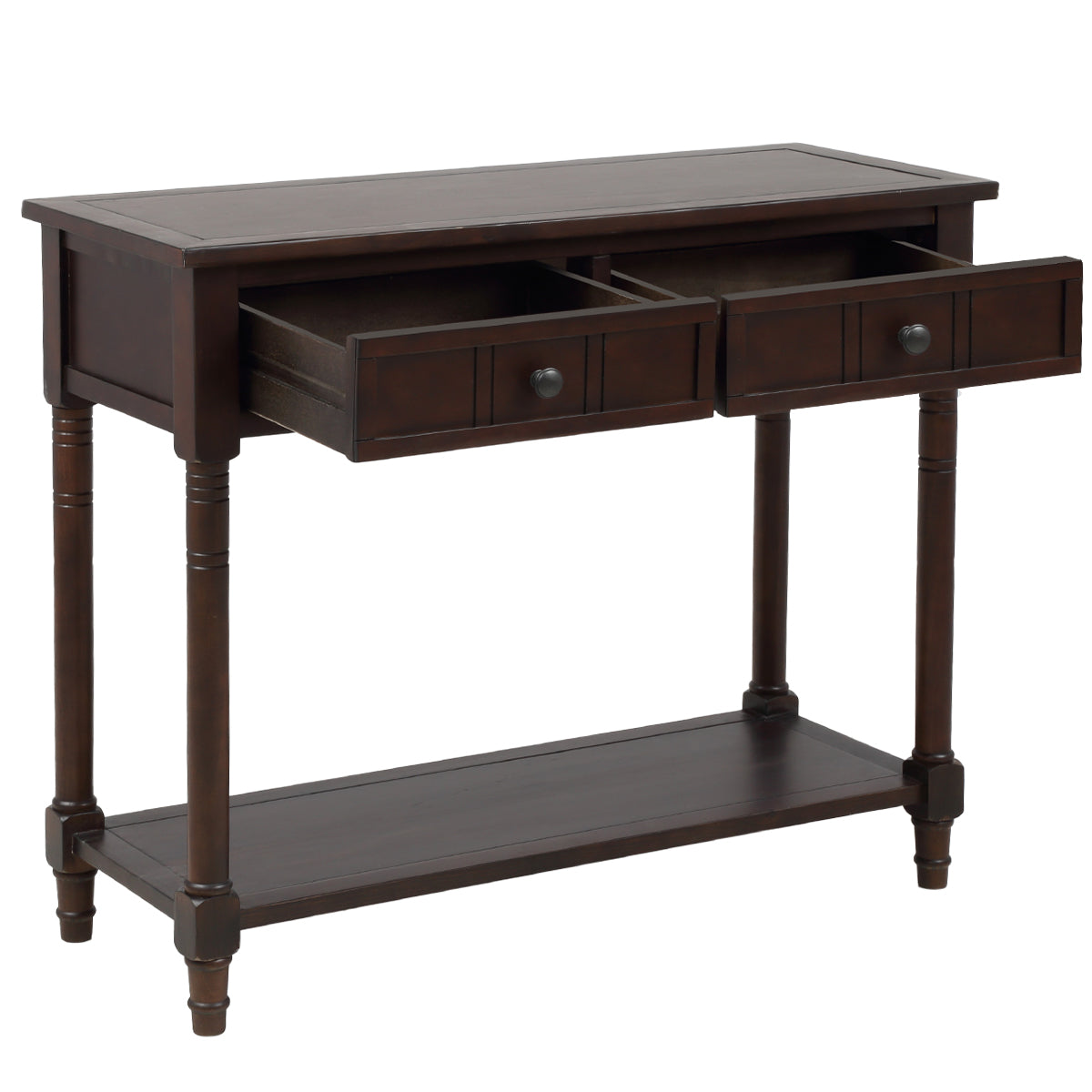 Royard Oaktree Console Table 35 Sofa Table with Two Storage Drawers and Bottom Shelf Classic Entryway Accent Table Wood Narrow Side Table for Living Room Entryway Hallway Small Space