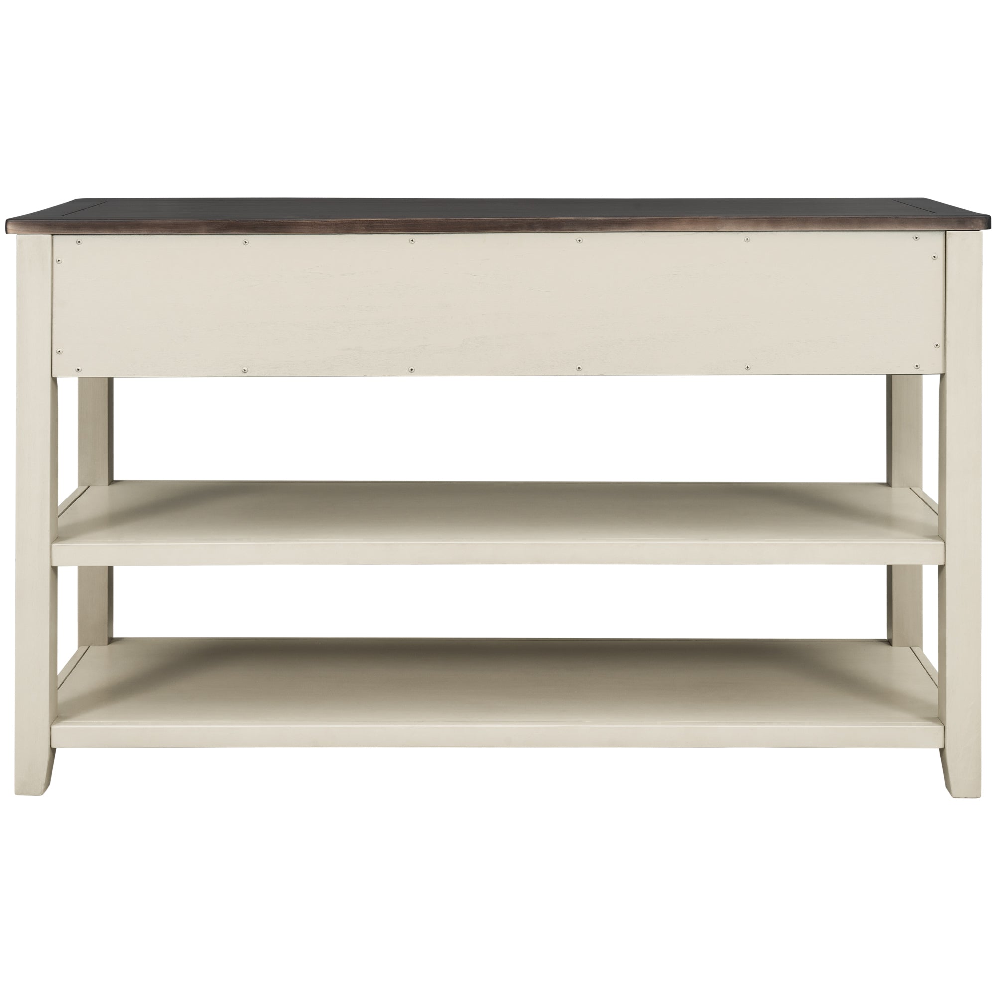 Royard Oaktree Console Table 50 Sofa Table with Three Storage Drawers and Two Open Shelves Retro Entryway Accent Table Solid Wood 3-Tier Narrow Side Table for Living Room Hallway