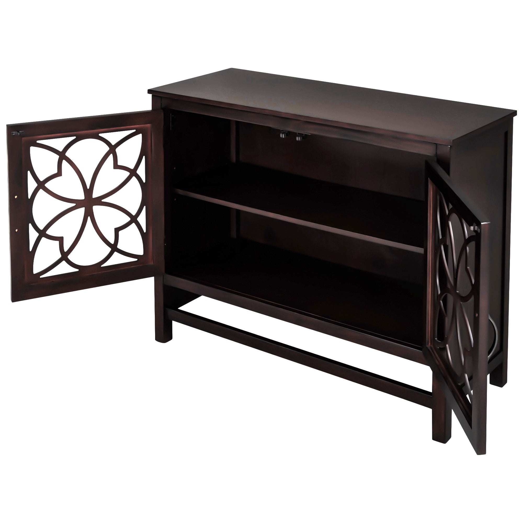 Royard Oaktree Buffet Cabinet Wood Accent Cabinet with 2 Hollow-Carved Doors and Adjustable Shelf Modern Sideboard with Storage for Kitchen Living Room Bedroom Entryway