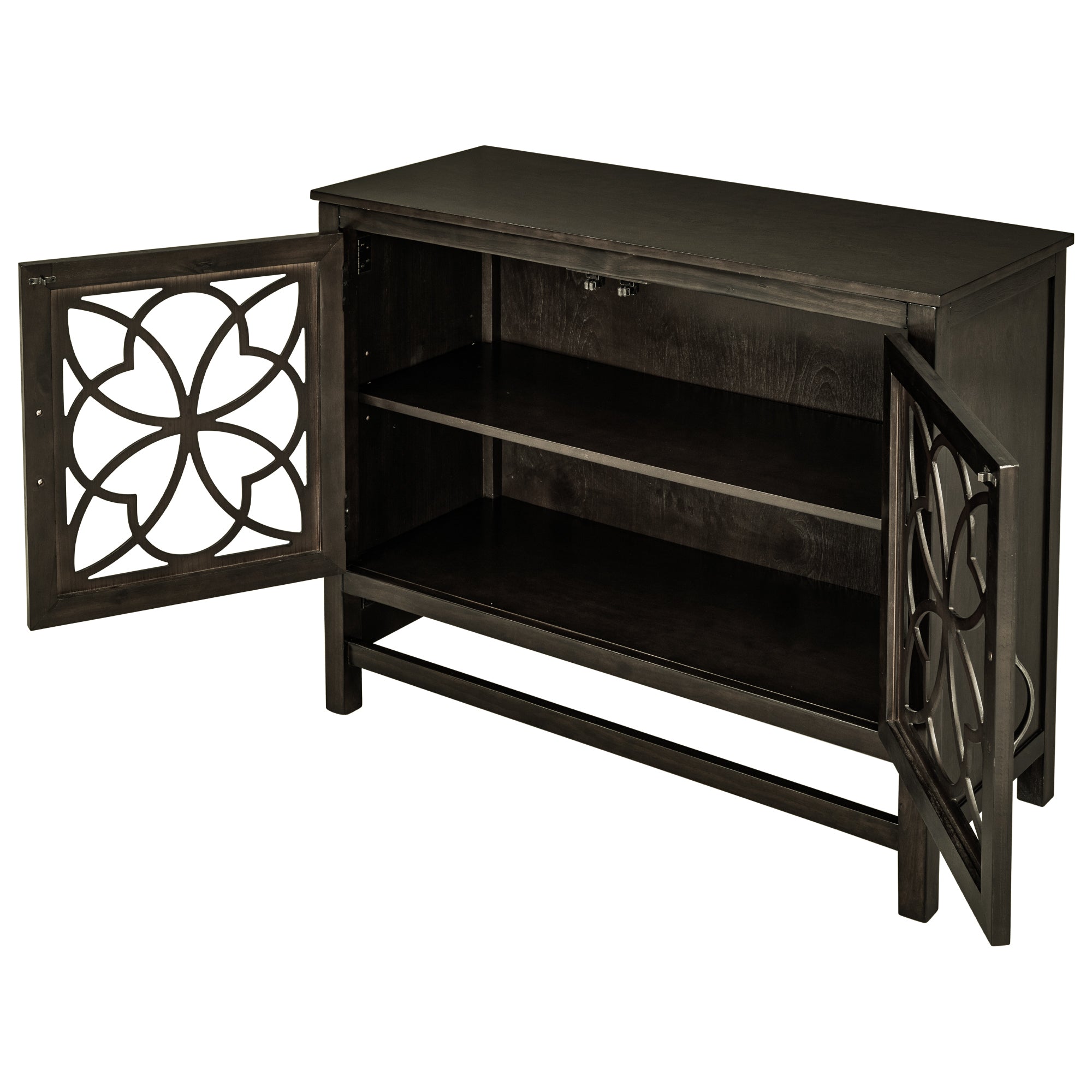 Royard Oaktree Buffet Cabinet Wood Accent Cabinet with 2 Hollow-Carved Doors and Adjustable Shelf Modern Sideboard with Storage for Kitchen Living Room Bedroom Entryway