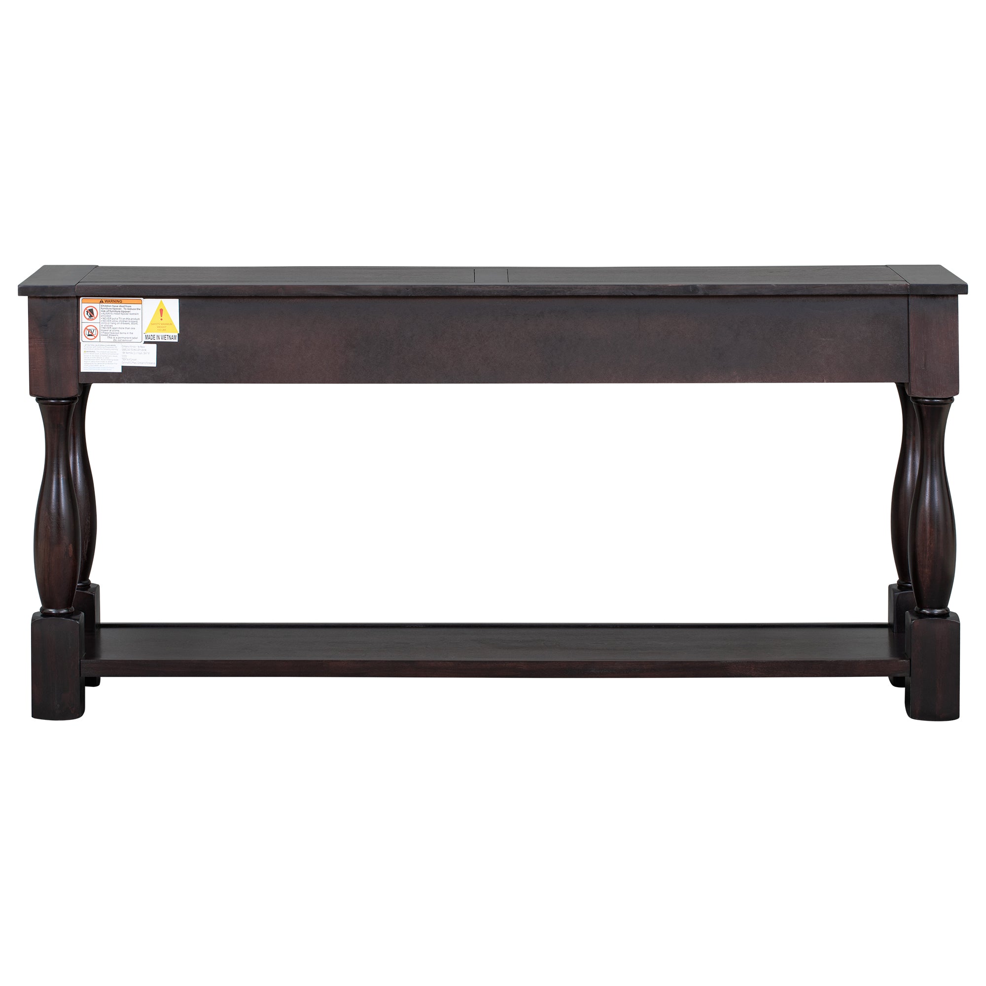 Royard Oaktree 64 Long Console Table Extra-thick Sofa Table with Three Storage Drawers and Open Shelf Retro Entryway Accent Table Wood Narrow Side Table for Living Room Hallway