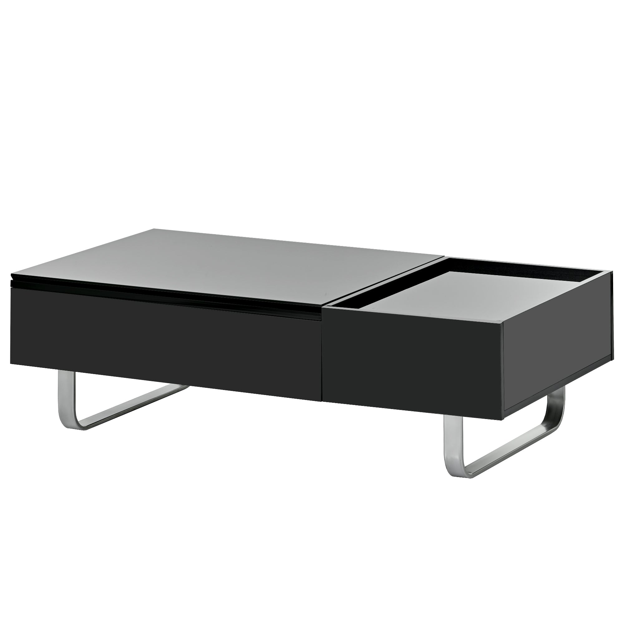 Royard Oaktree Coffee Table with Lifted Tabletop Multi-functional Wood Coffee Table with Hidden Compartment and Storage Drawer Modern High-gloss Cocktail Table for Living Room Office