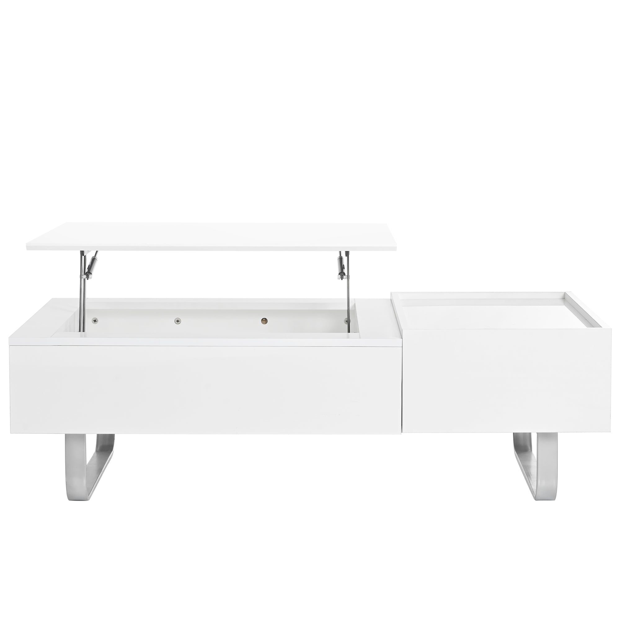 Royard Oaktree Coffee Table with Lifted Tabletop Multi-functional Wood Coffee Table with Hidden Compartment and Storage Drawer Modern High-gloss Cocktail Table for Living Room Office