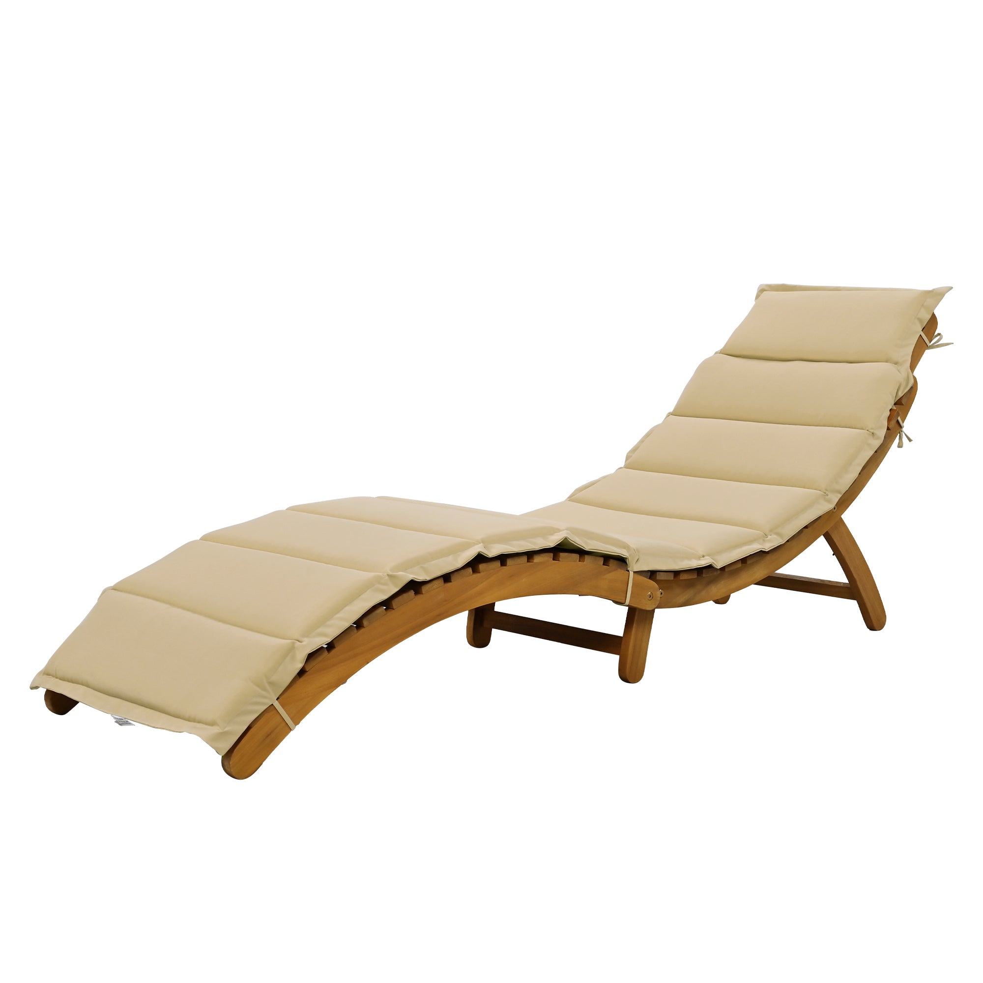 Royard Oaktree Patio Lounge Chair Set of 3 Wood Folding Chaise Lounge Set with Foldable Side Table Outdoor Portable Extended Sun Lounge Chair with Cushion for Poolside Lawn Backyard