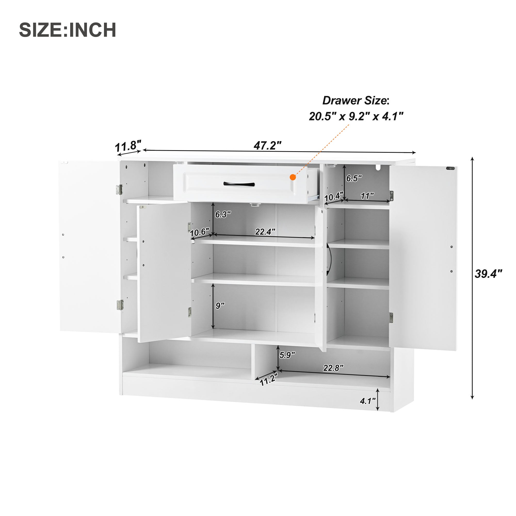 Royard Oaktree Wide Shoe Cabinet Freestanding Shoe Rack Organizer with 1 Drawer, 4 Doors, and Adjustable Shelves Transitional Wood Narrow Storage Cabinet for Entryway Bathroom Home Office