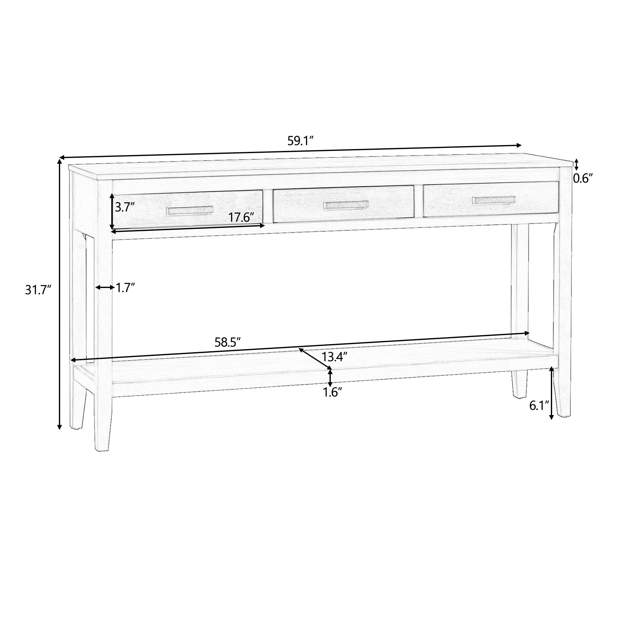 Royard Oaktree Console Table 59 Long Console Table with 3 Drawers and Open Shelf Contemporary Entryway Table Entrance Table Wood Narrow Sofa Side Table for Living Room Hallway Foyer Corridor