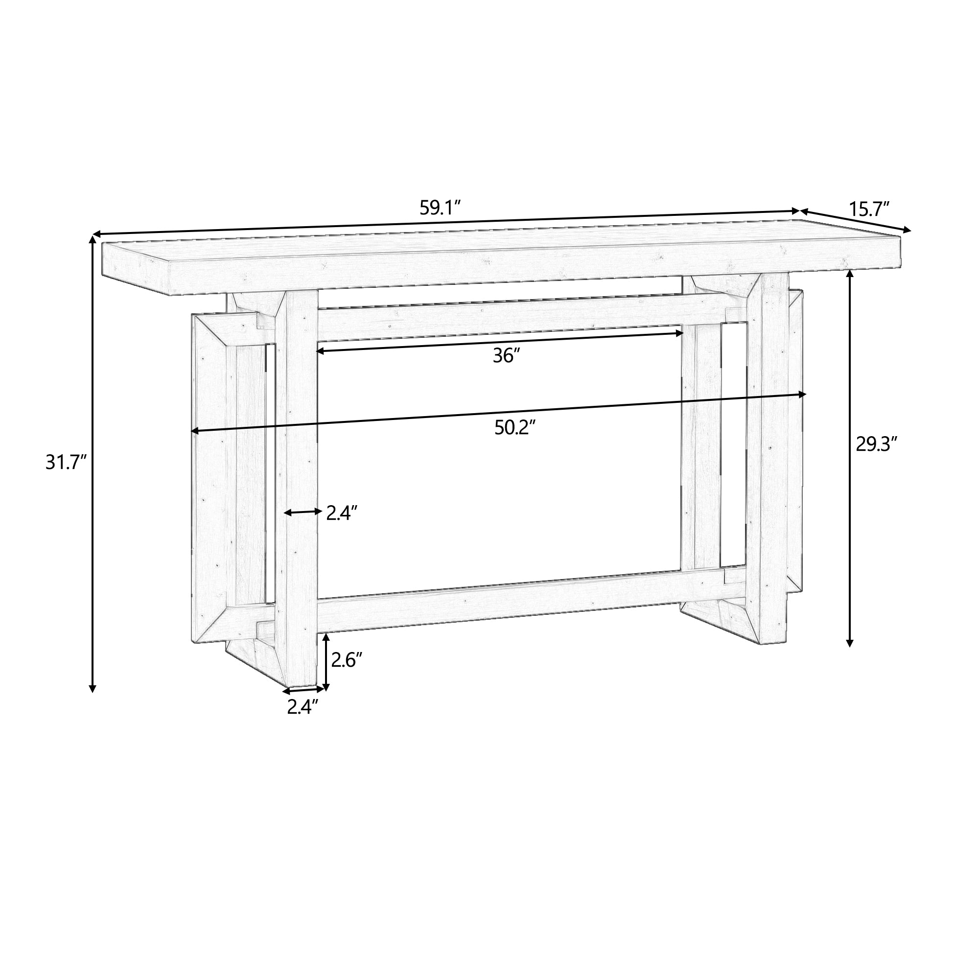 Royard Oaktree Console Table Industrial Style Console Table with Concrete Texture Wood Top 59 Extra Long Entryway Table Modern Narrow Sofa Side Table for Living Room Hallway Foyer Corridor